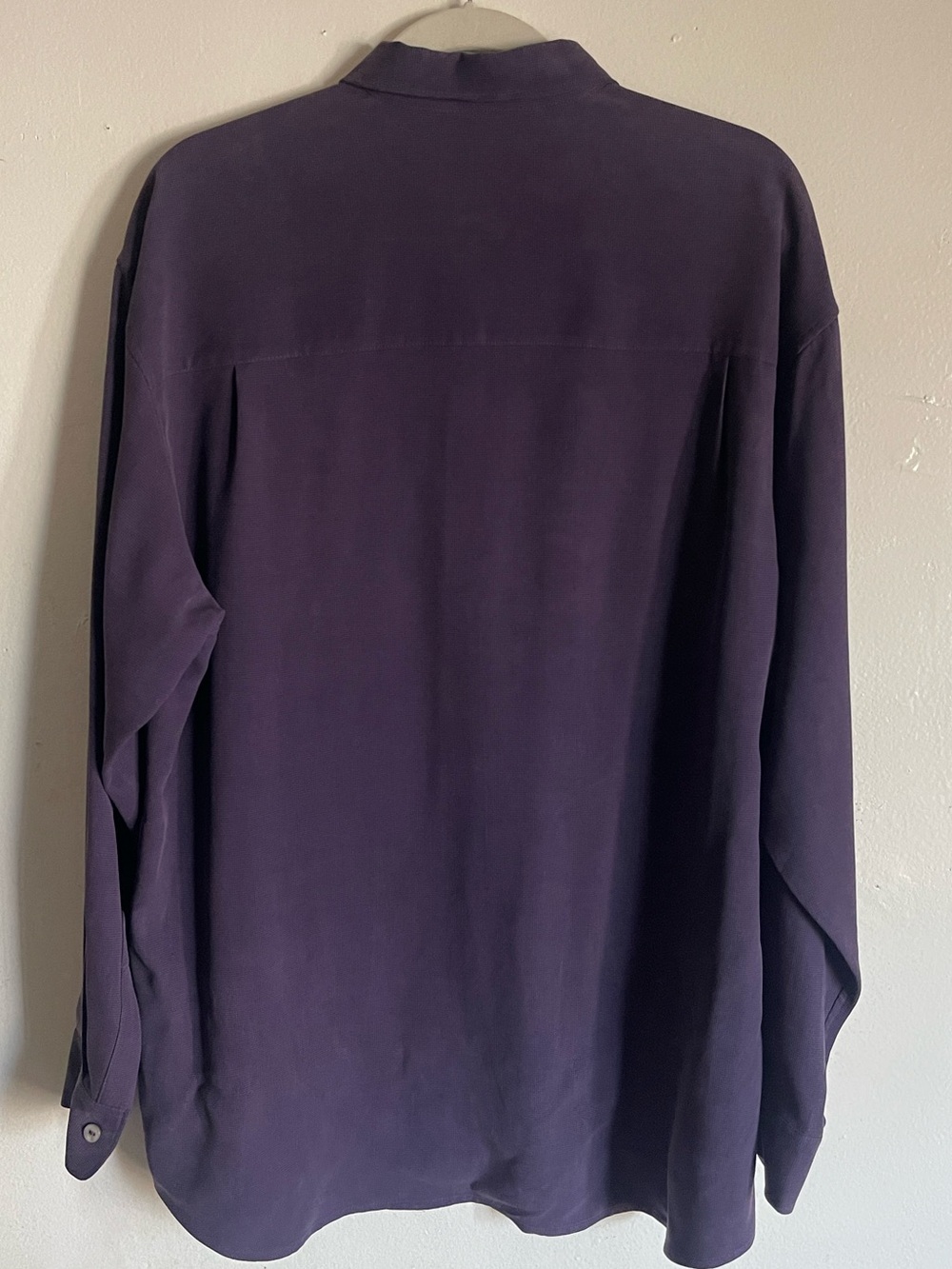 Vintage Bachrach 100% Silk Purple Long Sleeve Button Down Shirt Men’s L